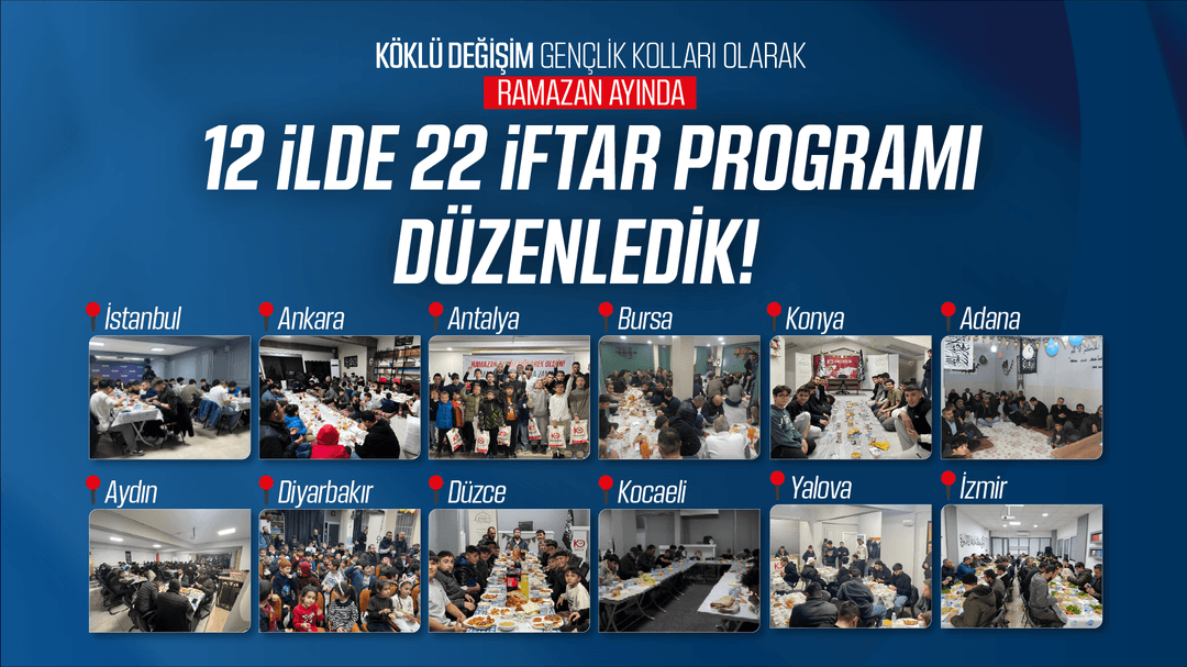 Köklü Değişim Gençlik Kolları olarak "12 İlde 22 İftar Programı" düzenledik!