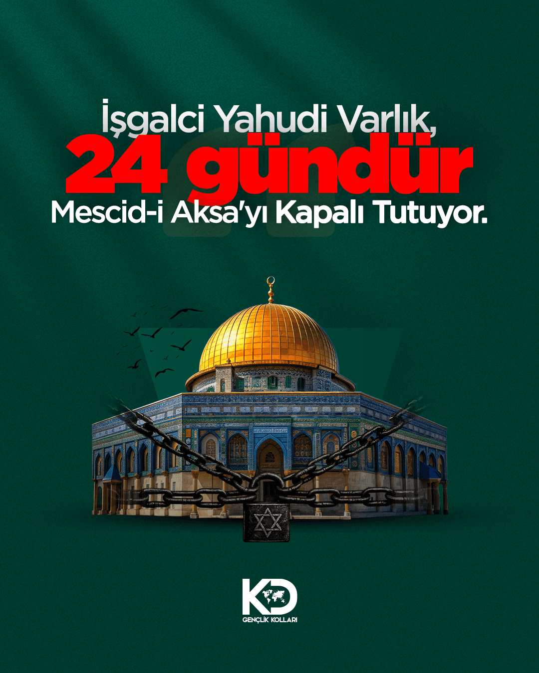 İşgalci Yahudi Varlık "israil", Mübarek Mescid-i Aksa'yı 24 gündür Kapalı Tutuyor.