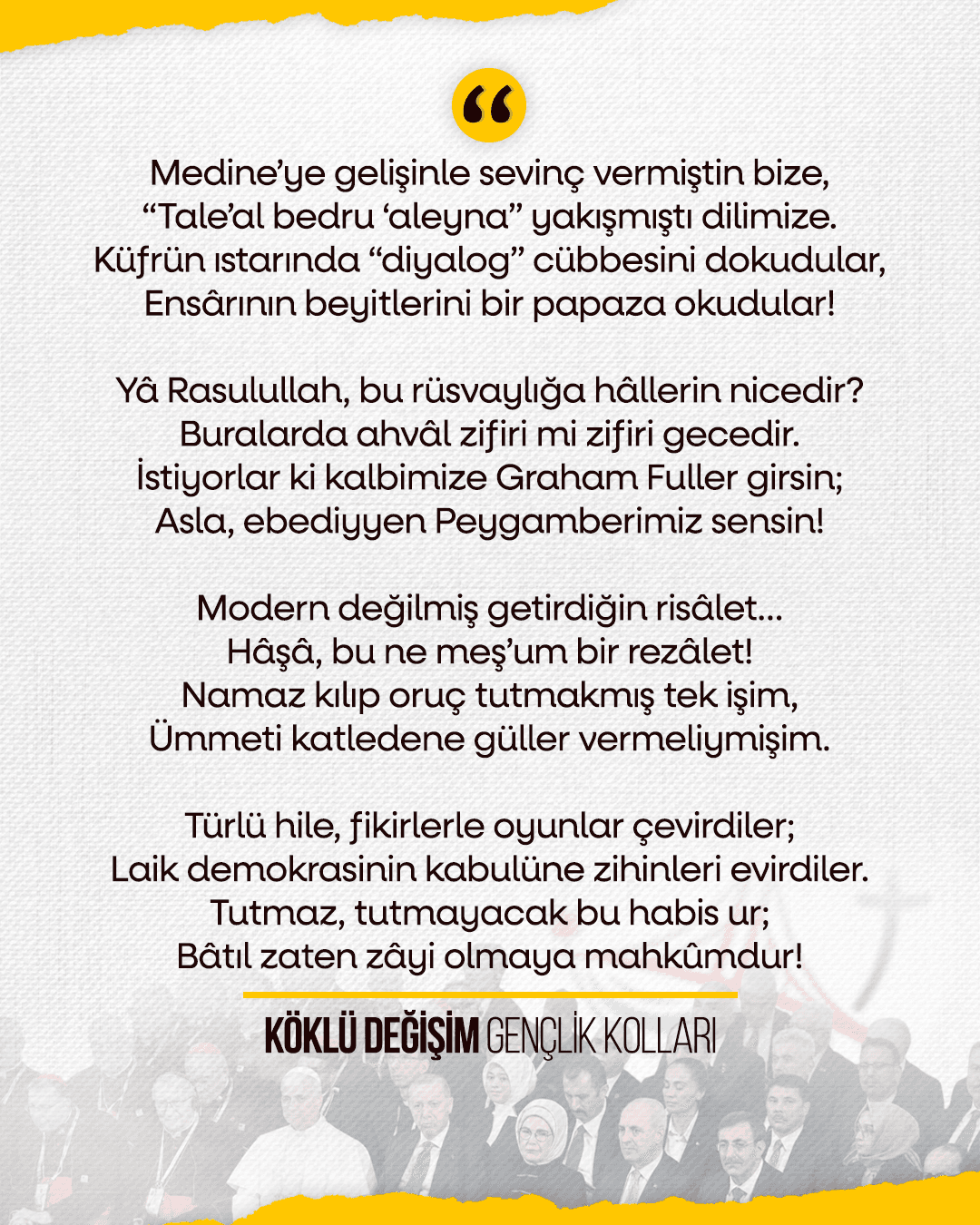 Ensârının beyitlerini bir papaza okudular!